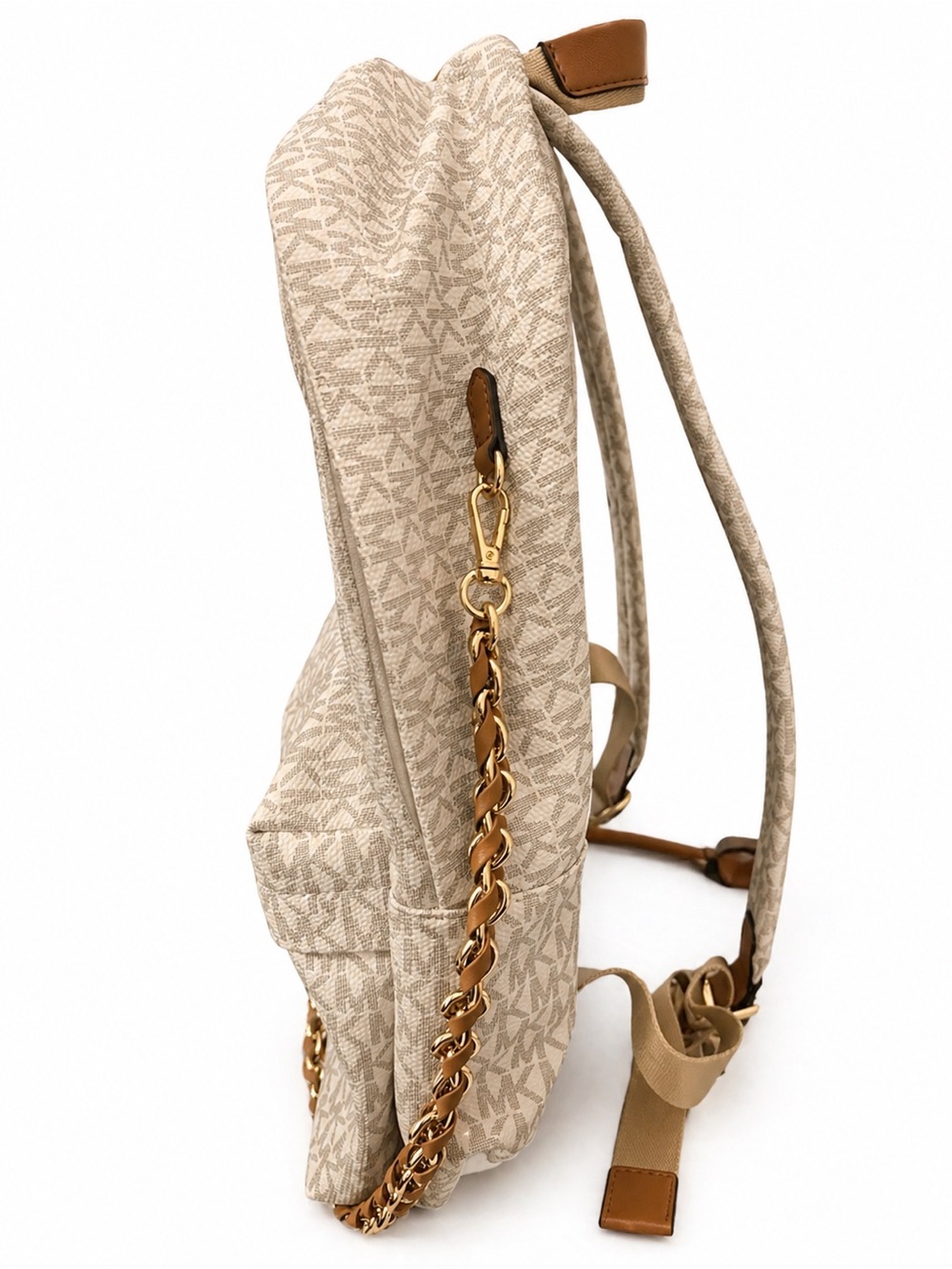 Michael Kors Cream Logo Backpack with Gold Chain Detail and Dustbag - Picture 8 of 12